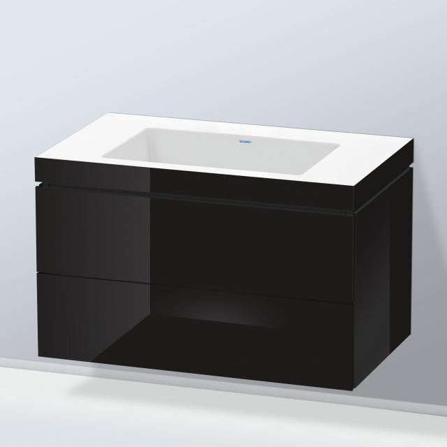 Duravit Vero Air Waschtisch mit L-Cube Waschtischunterschrank mit 2 Auszügen schwarz hochglanz, mit Einrichtungssystem Ahorn, ohne Hahnloch