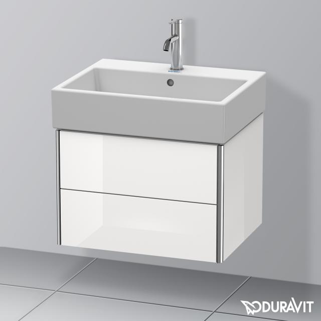 Duravit Vero Air Waschtisch mit XSquare Waschtischunterschrank mit 2 Auszügen weiß, mit WonderGliss, mit 1 Hahnloch, mit Überlauf