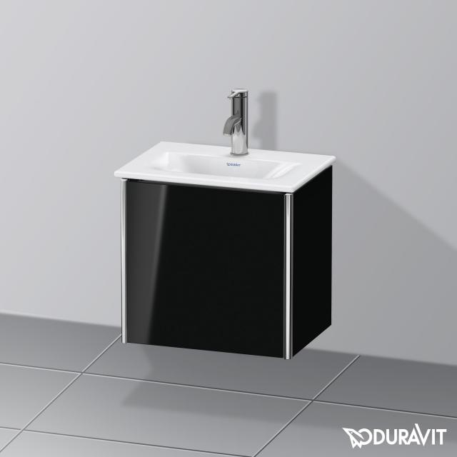 Duravit XSquare Handwaschbeckenunterschrank mit 1 Tür Front schwarz hochglanz / Korpus schwarz hochglanz