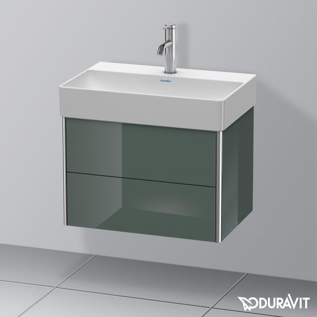 Duravit XSquare Waschtischunterschrank Compact mit 2 Auszügen dolomiti grey hochglanz, mit Einrichtungssystem Nussbaum