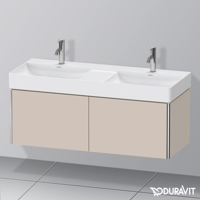 Duravit XSquare Waschtischunterschrank für Doppelwaschtisch mit 2 Auszügen taupe matt, mit Einrichtungssystem Nussbaum
