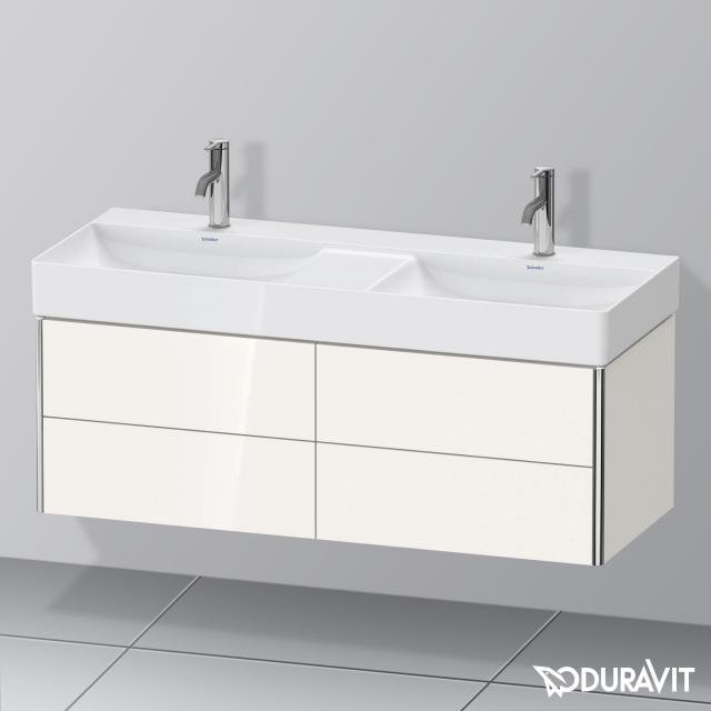 Duravit XSquare Waschtischunterschrank für Doppelwaschtisch mit 4 Auszügen weiß hochglanz, mit Einrichtungssystem Nussbaum