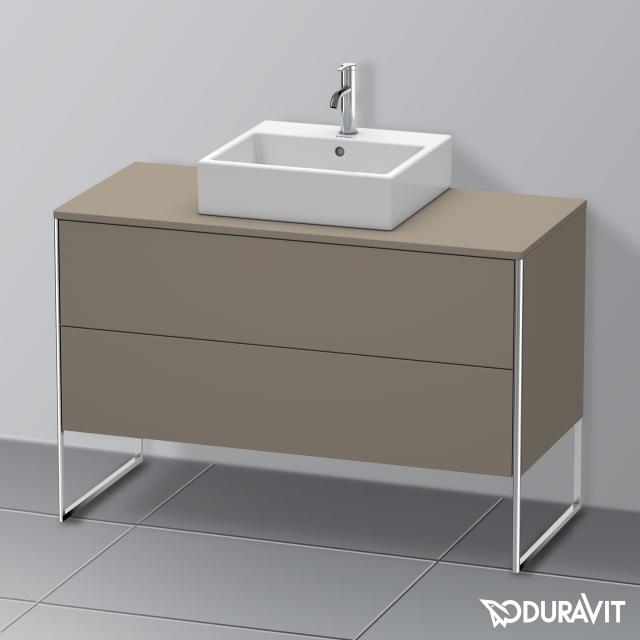 Duravit XSquare Waschtischunterschrank für Konsole mit 2 Auszügen flannel grey seidenmatt, mit Einrichtungssystem Nussbaum
