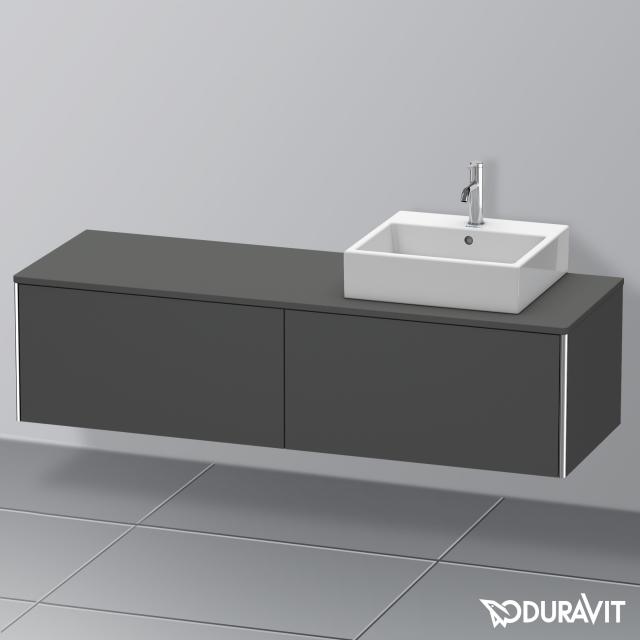 Duravit XSquare Waschtischunterschrank für Konsole mit 2 Auszügen graphit matt, mit Einrichtungssystem Nussbaum