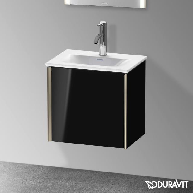 Duravit XViu Handwaschbeckenunterschrank mit 1 Tür schwarz hochglanz, Kante champagner matt, ohne Einrichtungssystem