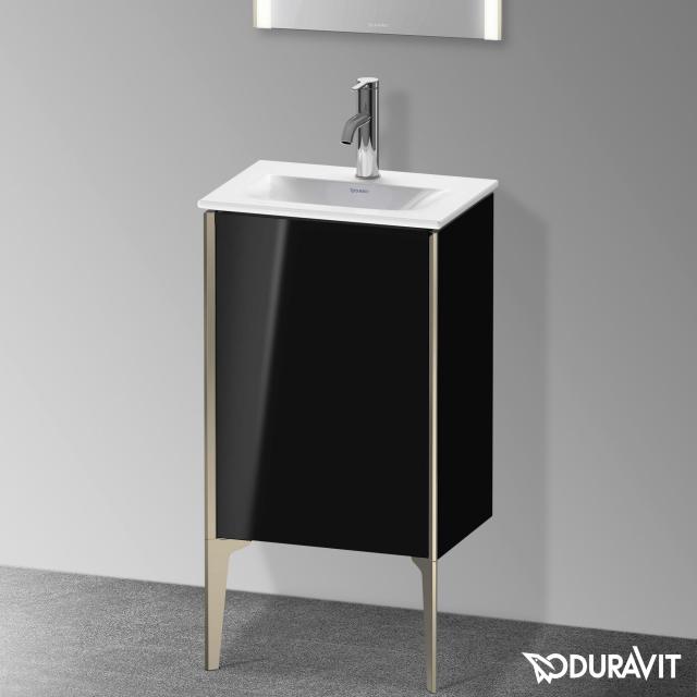 Duravit XViu Handwaschbeckenunterschrank mit 1 Tür schwarz hochglanz, Kante champagner matt, ohne Einrichtungssystem