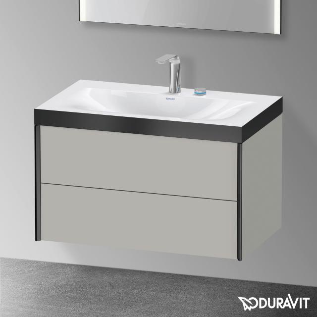 Duravit XViu Waschtisch mit Waschtischunterschrank mit 2 Auszügen betongrau matt/schwarz matt, Kante schwarz matt, ohne Einrichtungssystem