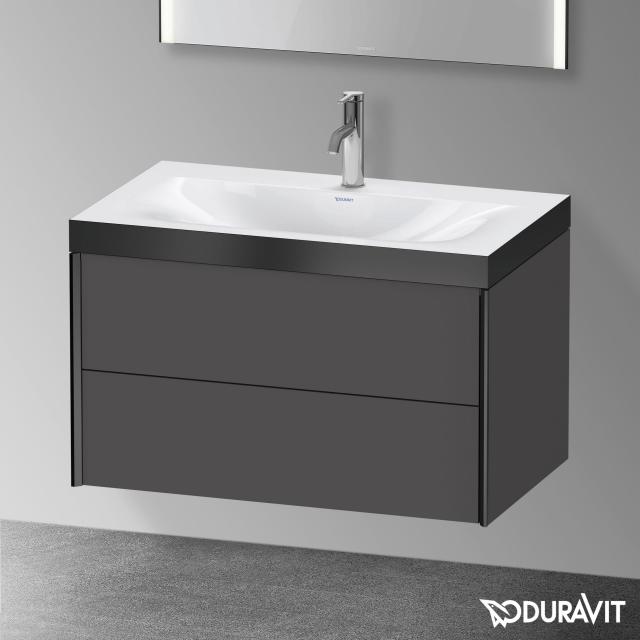 Duravit XViu Waschtisch mit Waschtischunterschrank mit 2 Auszügen graphit matt/schwarz matt, Kante schwarz matt, ohne Einrichtungssystem