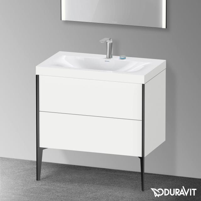 Duravit XViu Waschtisch mit Waschtischunterschrank mit 2 Auszügen weiß matt, Kante schwarz matt, ohne Einrichtungssystem