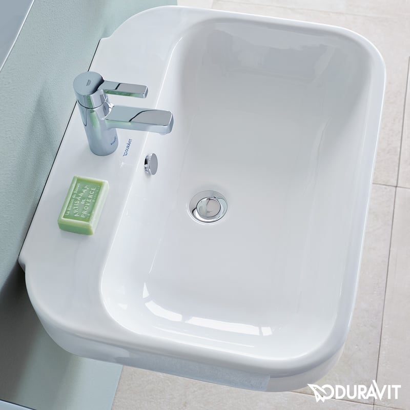 duravit happy d2 waschtisch b 65 t 50 cm weiss wondergliss mit 1 hahnloch  dur 0709500000_1