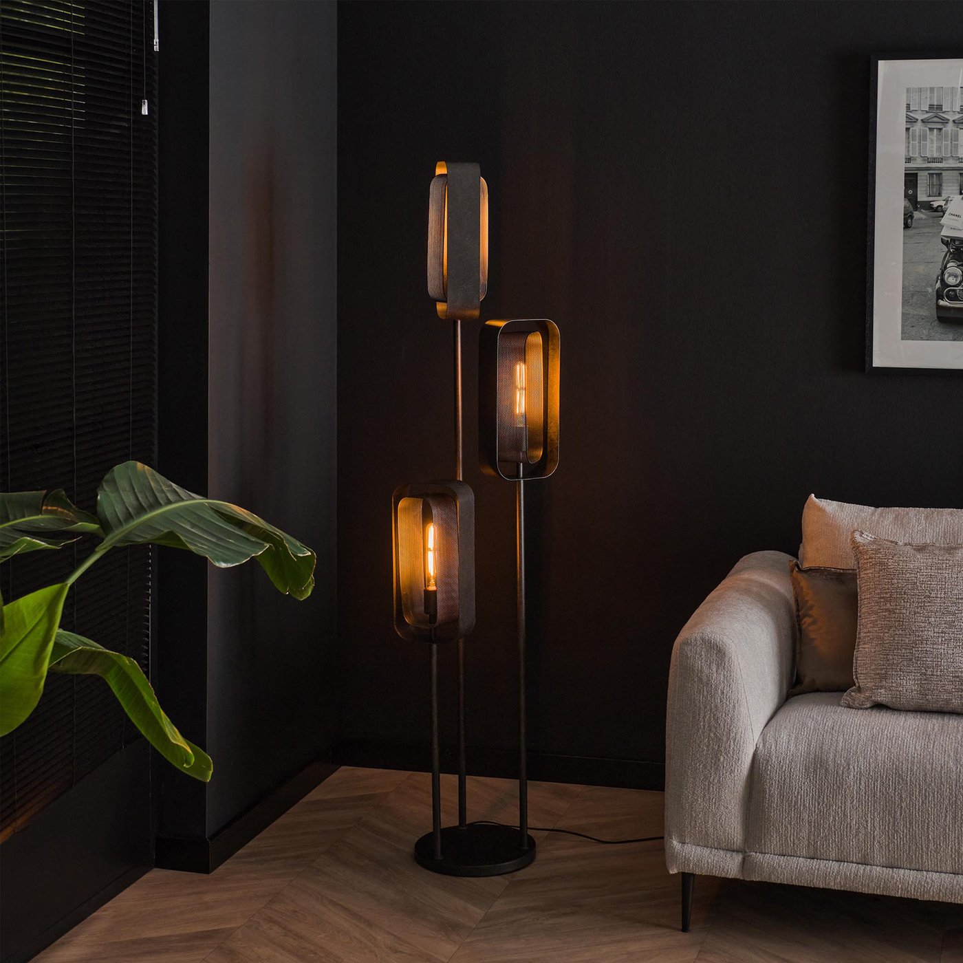 Onooro Los Angeles E27 floor lamp, 3 heads black - BE614-7842/77 | REUTER