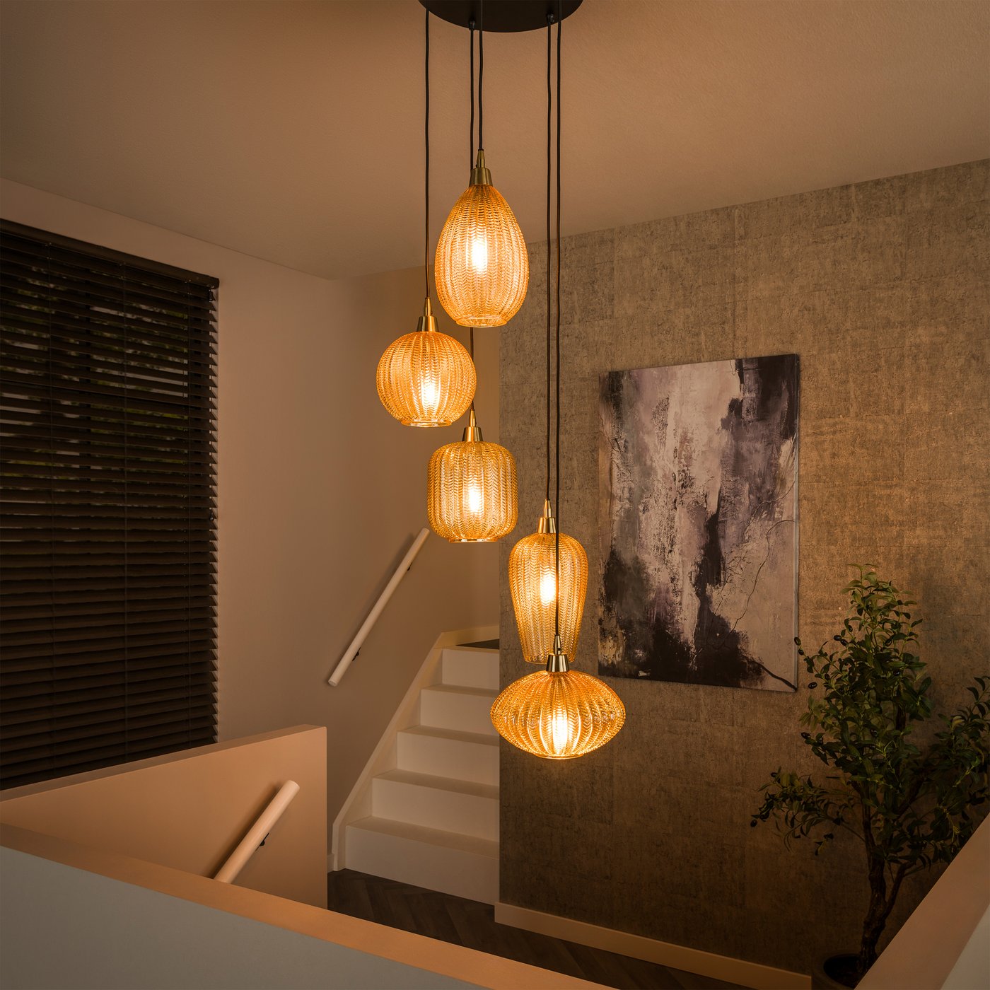Onooro Milan 5L V-Shape E27 pendant light E27 dimmable, amber - BE614 ...