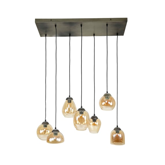 Ledar Pendelleuchte Lemgo – 3x E27, Stahl Gebürstet, Braun | Höhe 175 Cm, Durchmesser 40 Cm | Für Deckenmontage