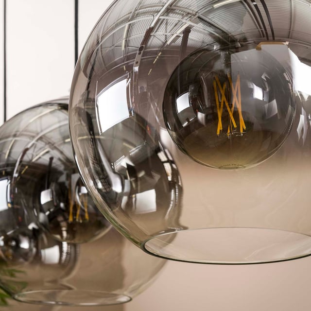 Moderne 3-flammige Pendelleuchte Cellidor – Chrom-Gestell Mit Mundgeblasenem Glas, Höhenverstellbar
