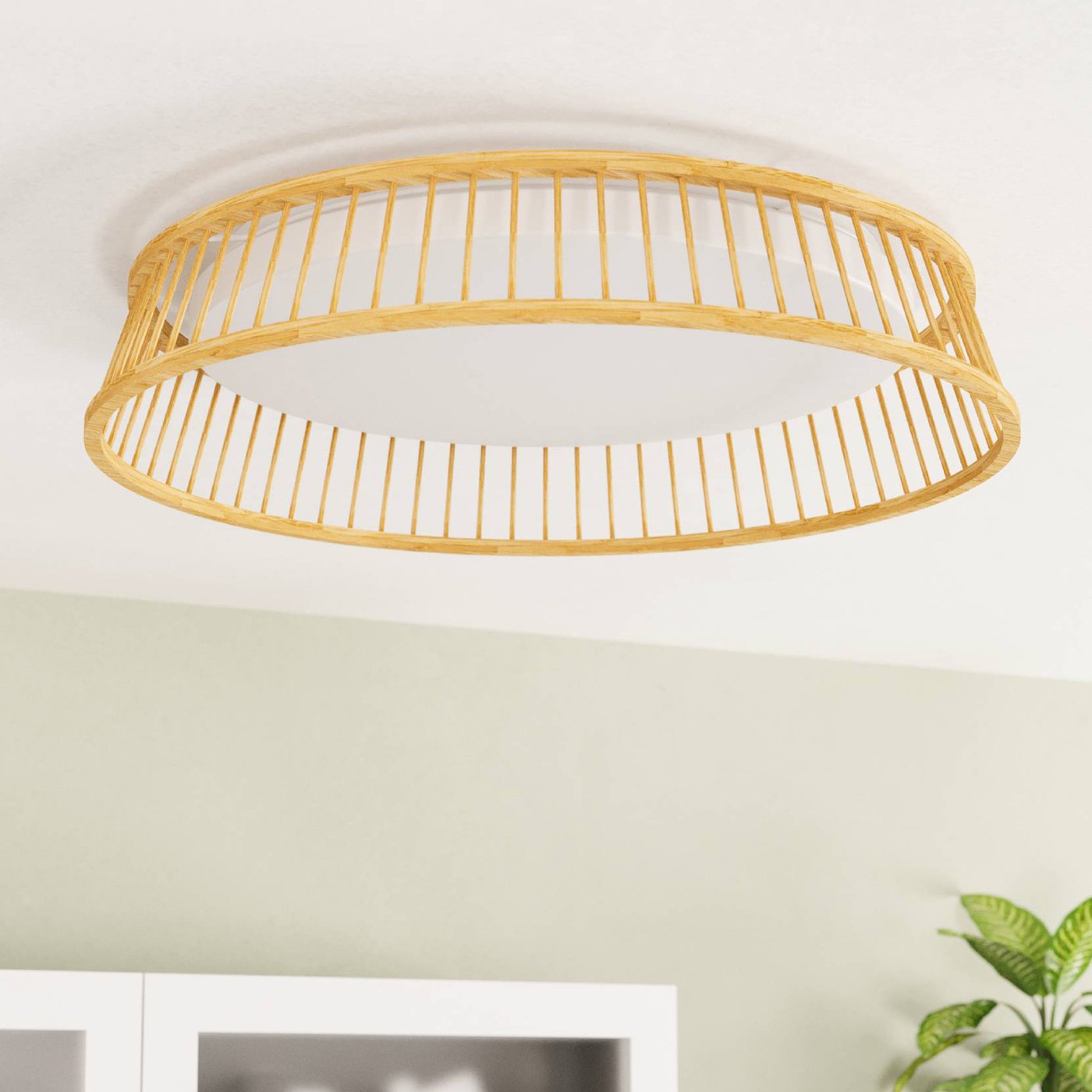 Rabalux 3527 Deckenleuchte Maple – Mattweiß & Braun, LED 24W, Dimmbar, Maße: 41,5x5x5 Cm