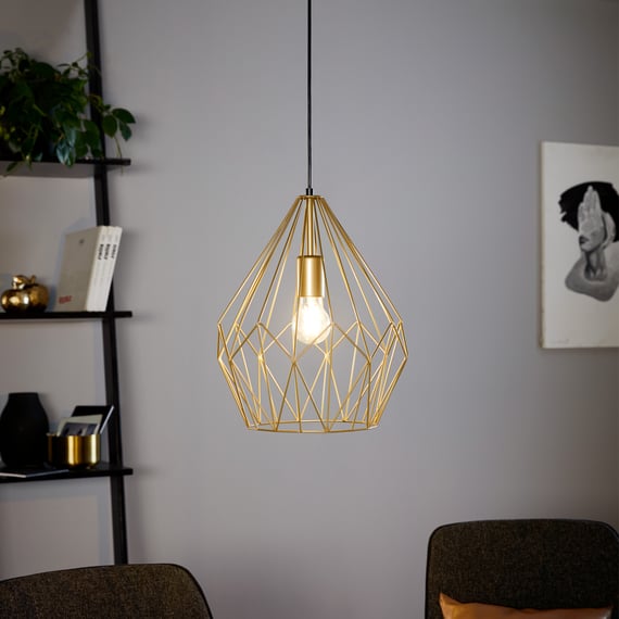 Eglo CARLTON pendant light, E27 dimmable, gold - 49933 | REUTER