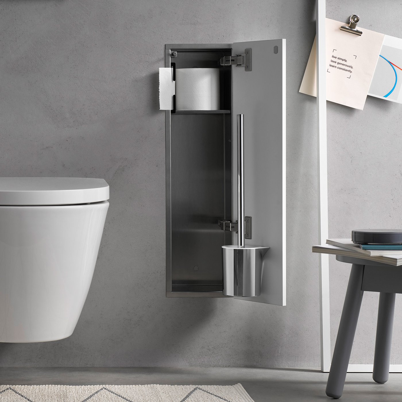 Toilet Universal Module Emco Asis Pure toilet module with brush set, with toilet roll holder ...