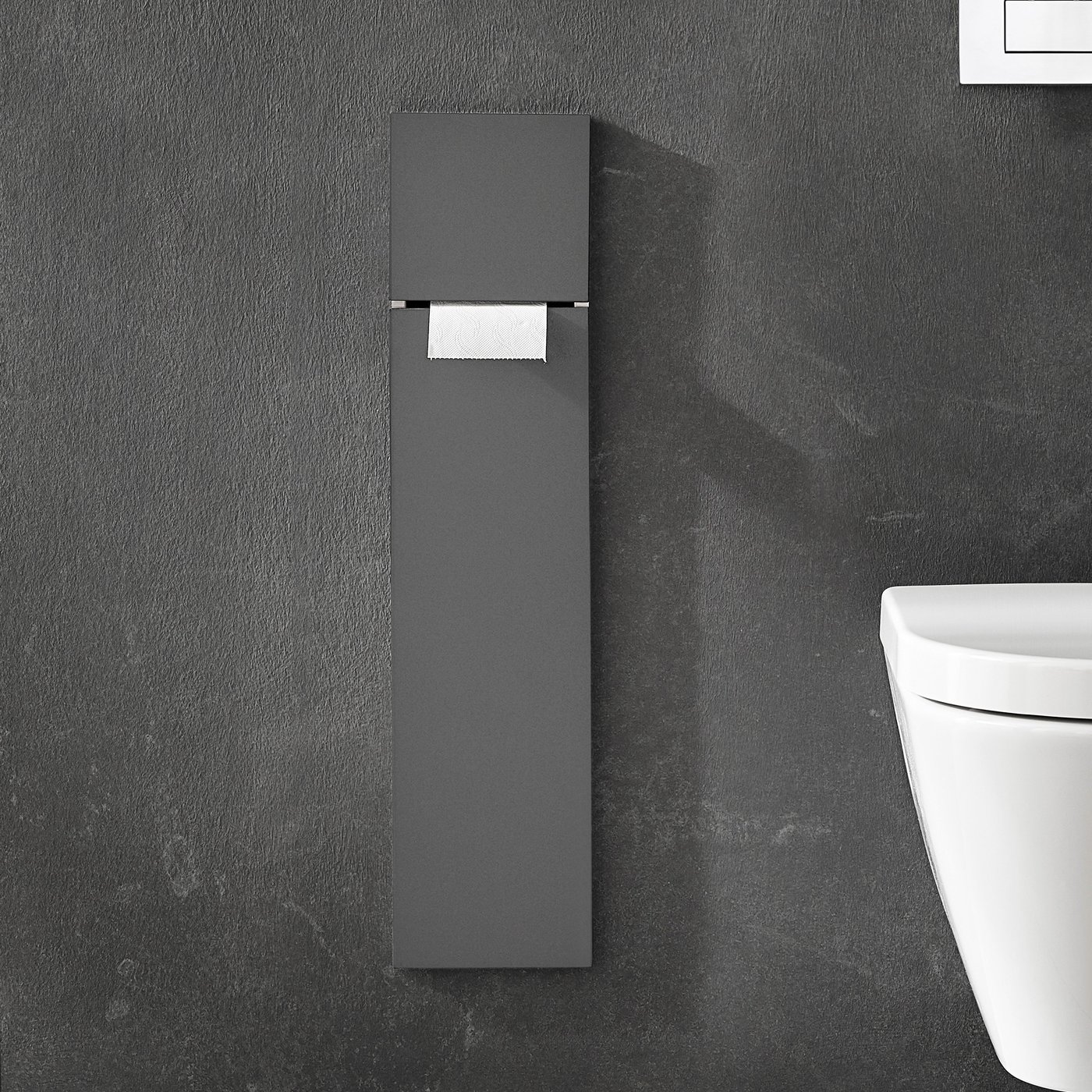 Mobiletto Da Bagno Con Scopino Emco Asis Pure | Incasso A Scomparsa | Grigio Opaco Anti-impronta | Apertura Push To Open | Armadietto Salvaspazio 17x43,5x14,9 Cm - 4