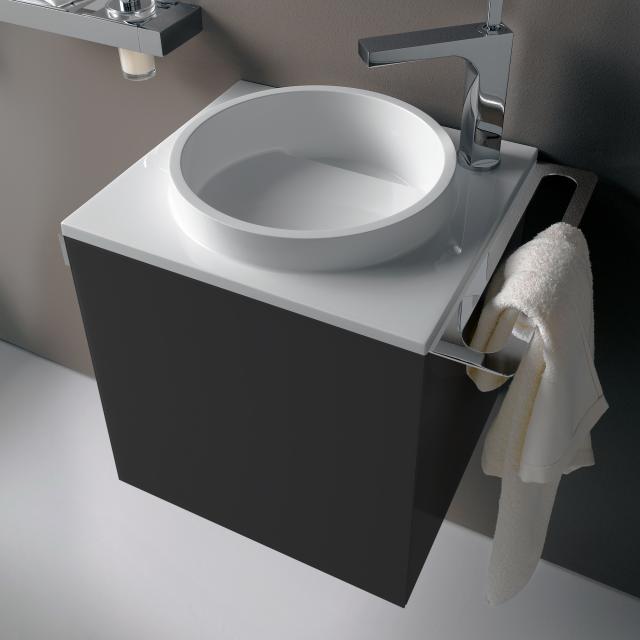 Emco Asis Handwaschbecken mit Waschtischunterschrank mit 1 Tür schwarz, mit 1 Hahnloch