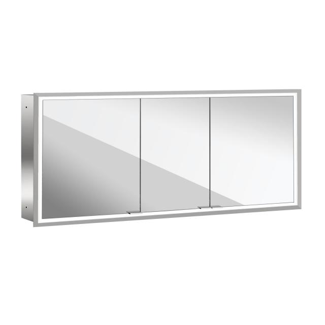Emco Prime Spiegelschrank mit Beleuchtung und 3 Türen Unterputz, aluminium, Rückwand weiß, dimmbar