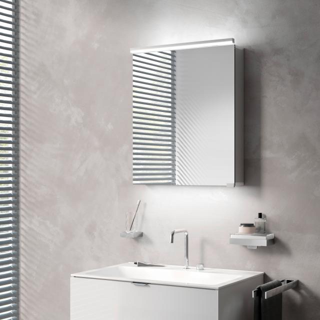 Emco Pure_Flat Aufputz-Spiegelschrank mit Beleuchtung und 1 Tür mit Waschtischbeleuchtung