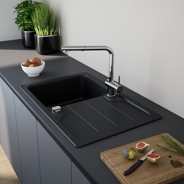 Top Mount Bar Spüle Aus Edelstahl – 43,2 X 43,2 Cm, Drop-in Einbau, Mit Schneidebrett & Ablauf, Schwarz, Ideal Für Kleine Küchen & Wohnmobile