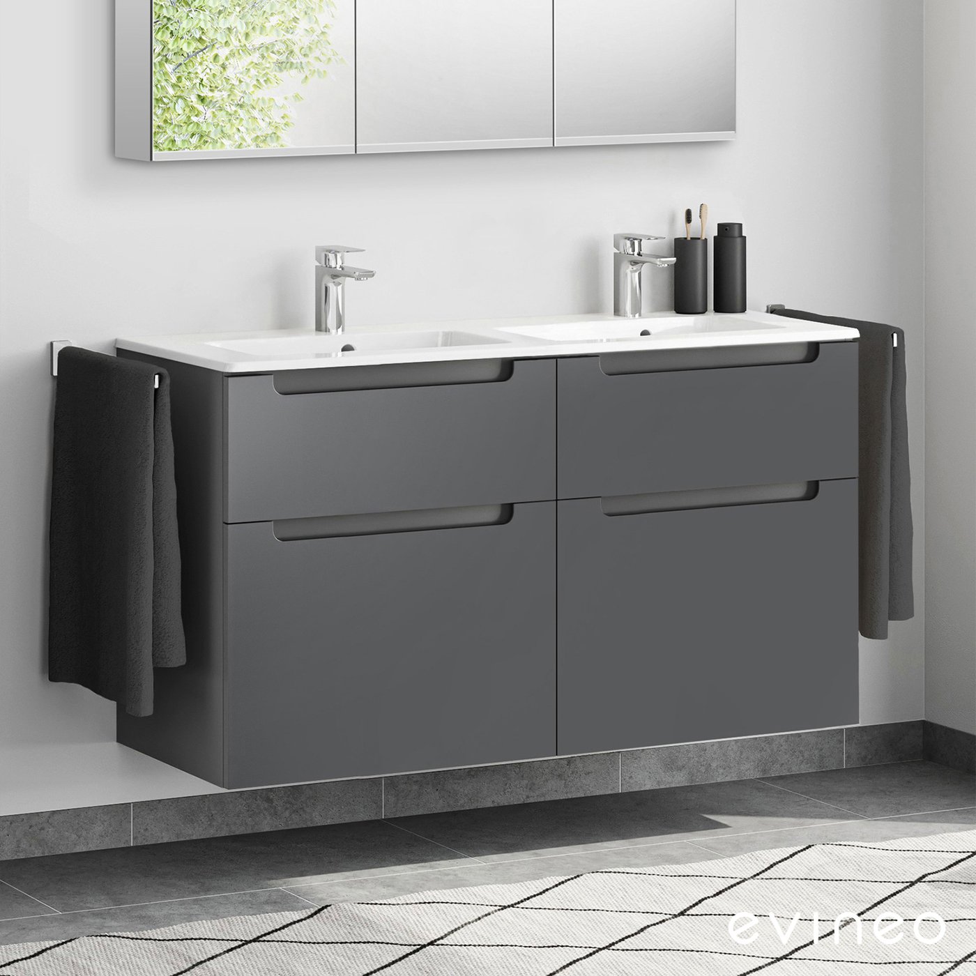 evineo ineo5 vanity unit W: 128 cm, 4 pull-out compartments, with ...