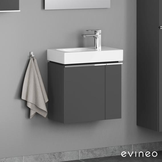 Evineo ineo4 Handwaschbeckenunterschrank mit 2 Türen, mit Griff Front anthrazit matt/Korpus anthrazit matt