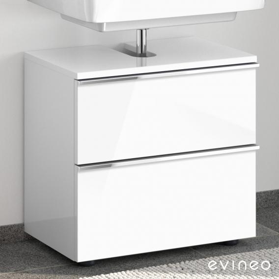 Evineo ineo4 Waschtischunterschrank ohne Waschtischanbindung mit 2 Auszügen, mit Griff weiß hochglanz