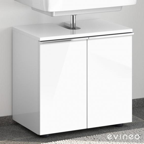 Evineo ineo4 Waschtischunterschrank ohne Waschtischanbindung mit 2 Türen, mit Griff weiß hochglanz