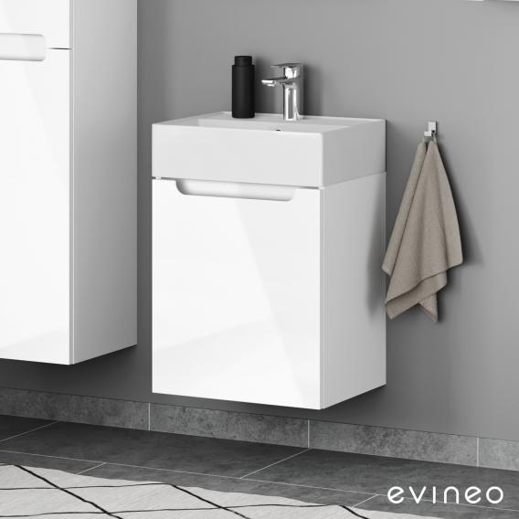 Evineo ineo5 Handwaschbeckenunterschrank mit 1 Tür, mit Griffmulde weiß hochglanz