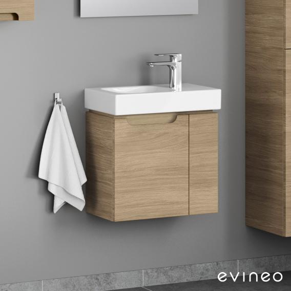 Evineo ineo5 Handwaschbeckenunterschrank mit 2 Türen, mit Griffmulde eiche