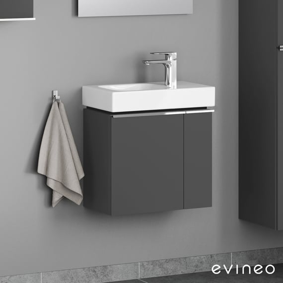 Pack Meuble Lave-main prémonté blanc-Vasque blanche-Robinet noir