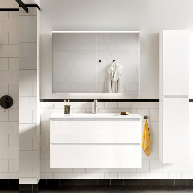 evineo ineo2 Spiegelschrank mit Waschtischbeleuchtung B: 100 H: 71 T: 18 cm, 2 Türen - BEA062MI