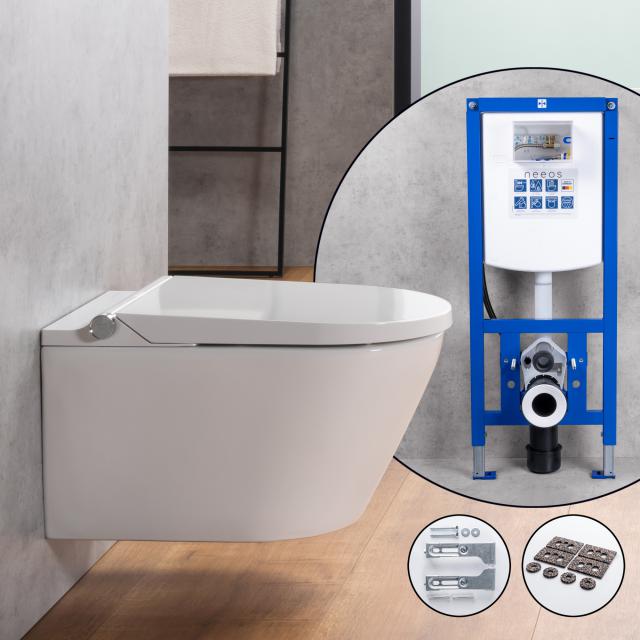 evineo ineo3 Wand-Dusch-WC soft, neeos VWTB WC-Vorwandelement, Montage-& Anschlusszubehör weiß
