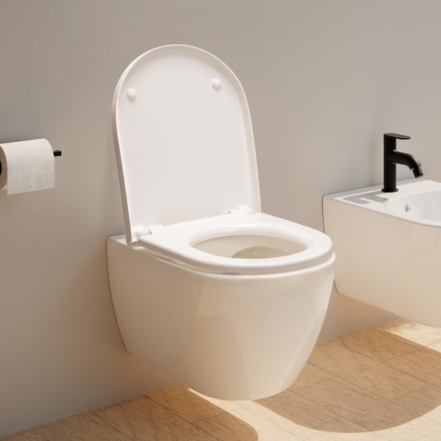 PEBSHOP Toilettensitz Oval – 37 X 47 Cm, Weiß, Aus Kunststoff, Manuell Zu öffnen