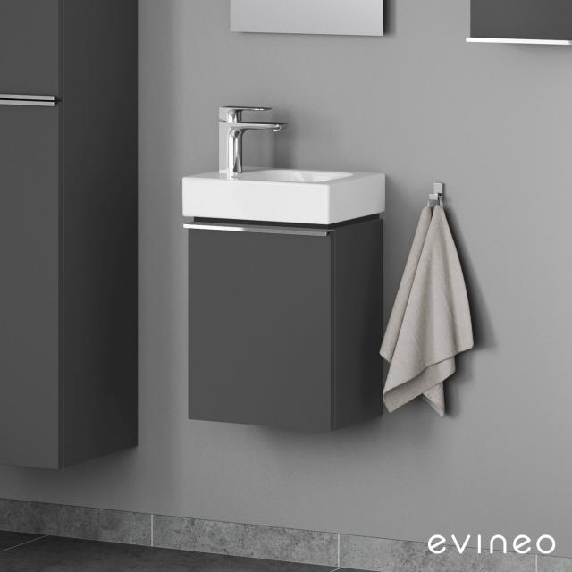 Evineo ineo4 Handwaschbeckenunterschrank mit 1 Tür, mit Griff Front anthrazit matt / Korpus anthrazit matt