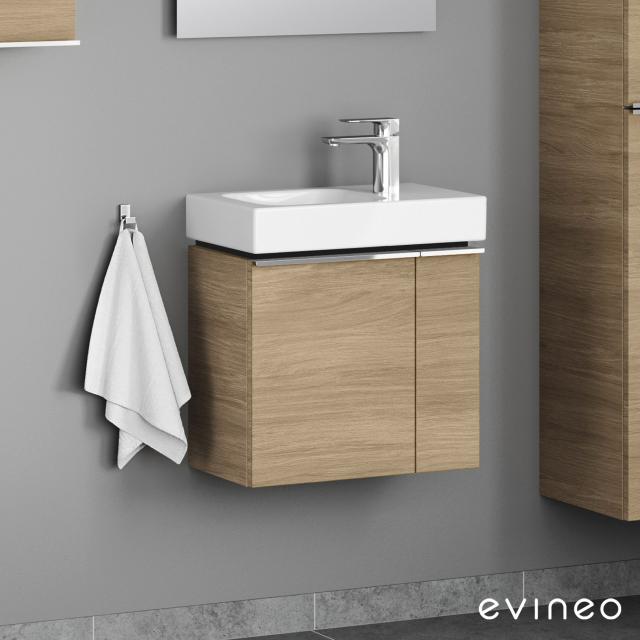 Evineo ineo4 Handwaschbeckenunterschrank mit 2 Türen, mit Griff Front eiche / Korpus eiche