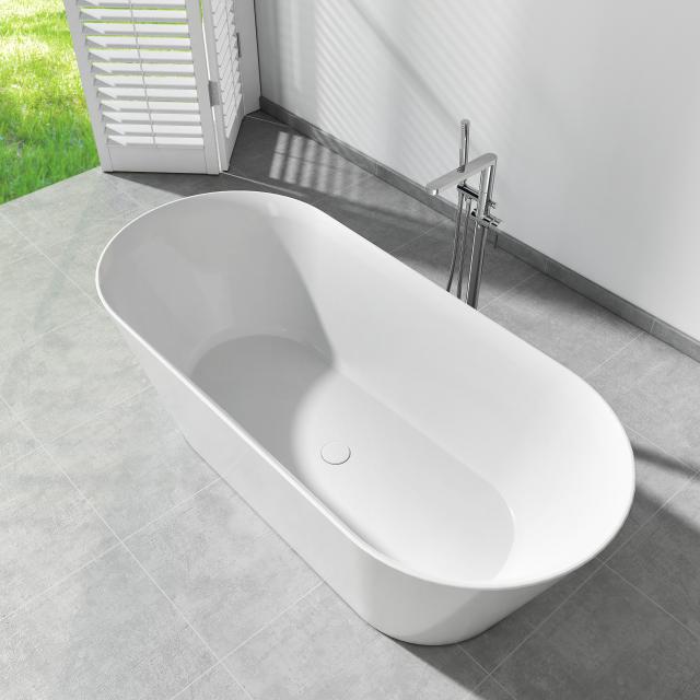 evineo ineo4 shape Freistehende Badewanne für individuelle Ab- und Überlaufsysteme L: 150 B: 75 cm weiß