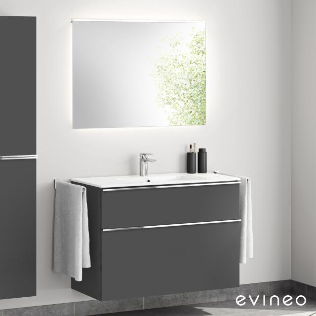 evineo ineo4 Waschtisch mit Waschtischunterschrank mit Griff, mit Spiegel anthrazit matt/verspiegelt