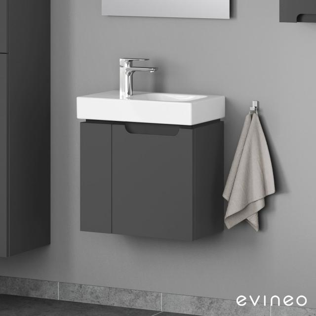 evineo ineo5 Handwaschbeckenunterschrank mit 2 Türen, mit Griffmulde anthrazit matt