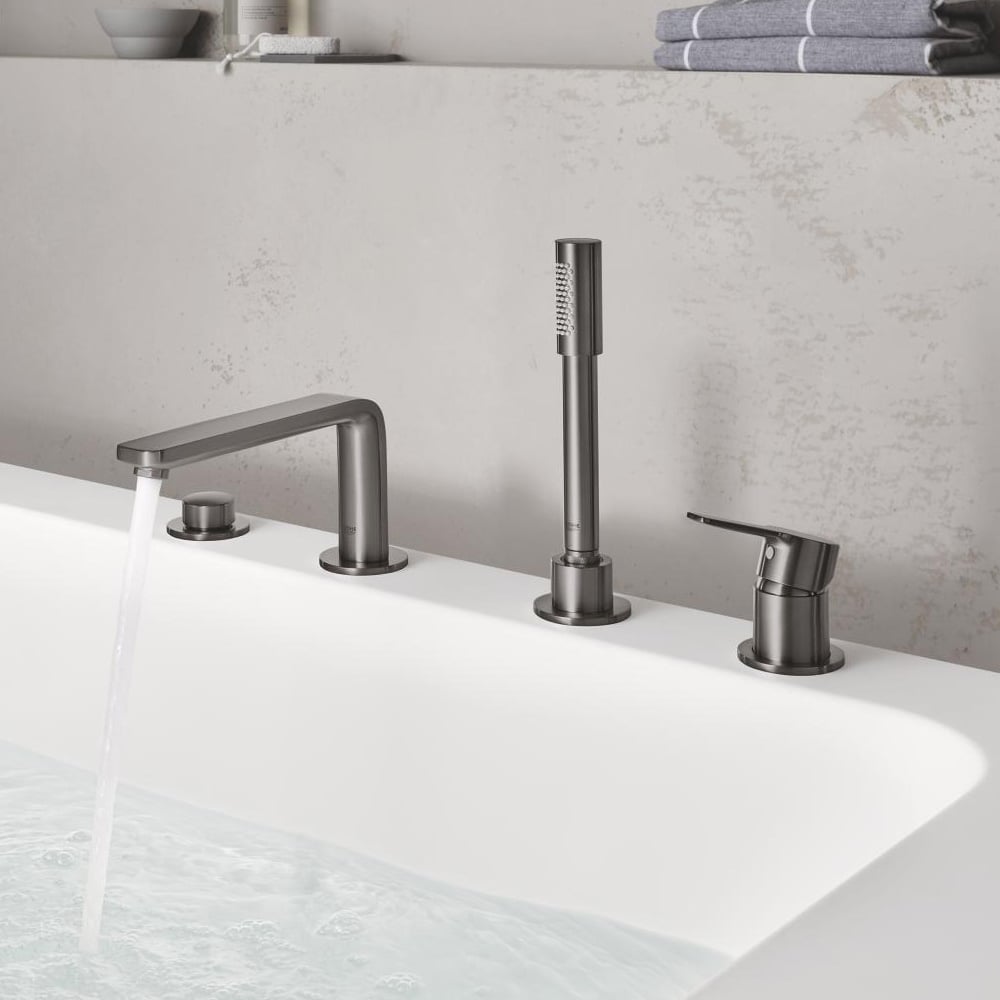 Grohe Lineare deck-mounted bath fitting, single-lever mixer brushed ...