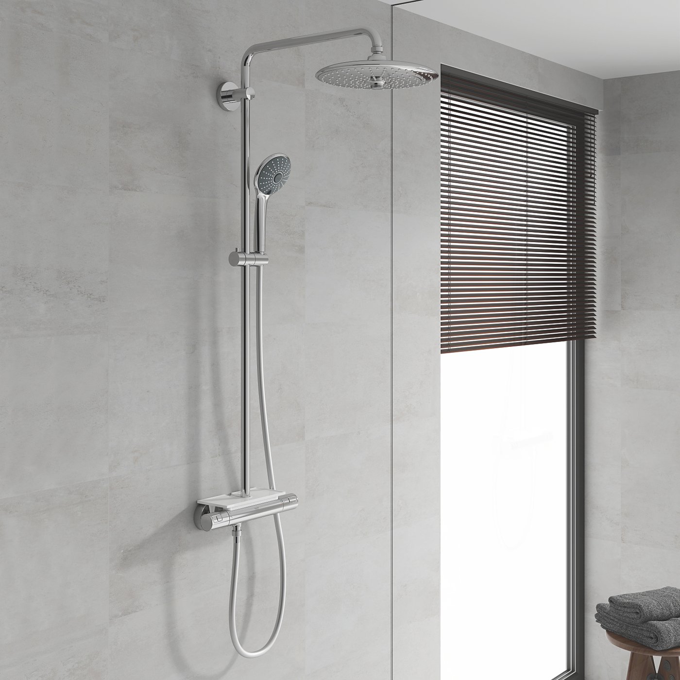 Grohe Vitalio Joy System 260 exposed shower system with thermostat ...