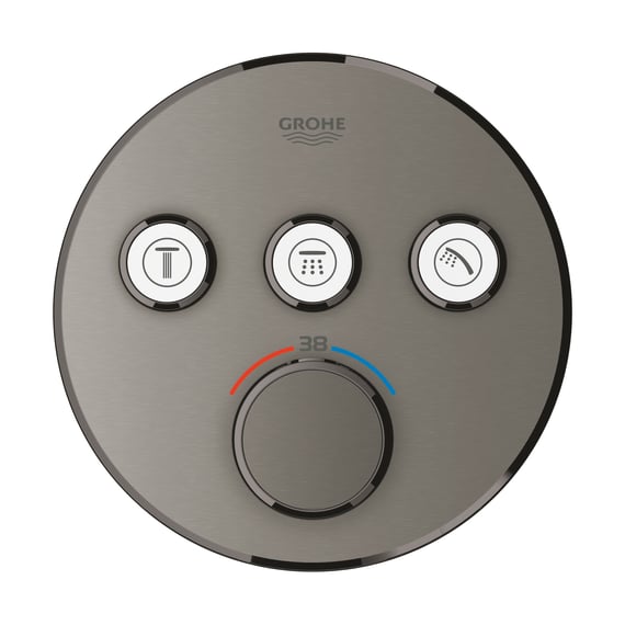 Grohe Grohtherm SmartControl - Grifo termostático empotrado de ducha, 2  válvulas, Hard Graphite cepillado 29119AL0