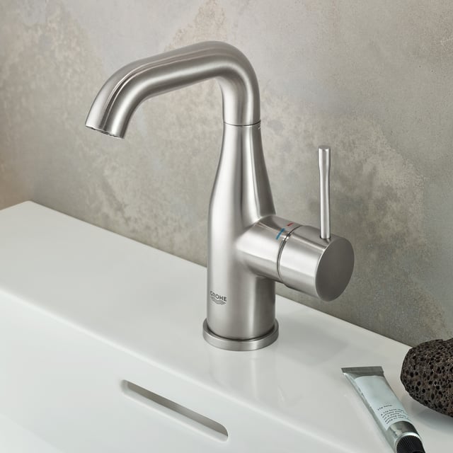 GROHE Essence Waschtischarmatur – Einhandmischer Mit Ablaufgarnitur, 17 Cm Hoch, Einfache Montage (Kupfer)