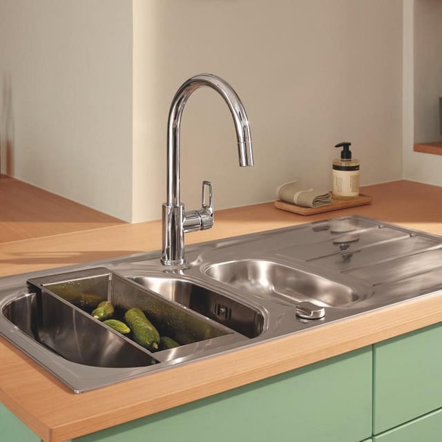 Grohe Start Loop kitchen fitting, pull-out spout, swivelling chrome ...