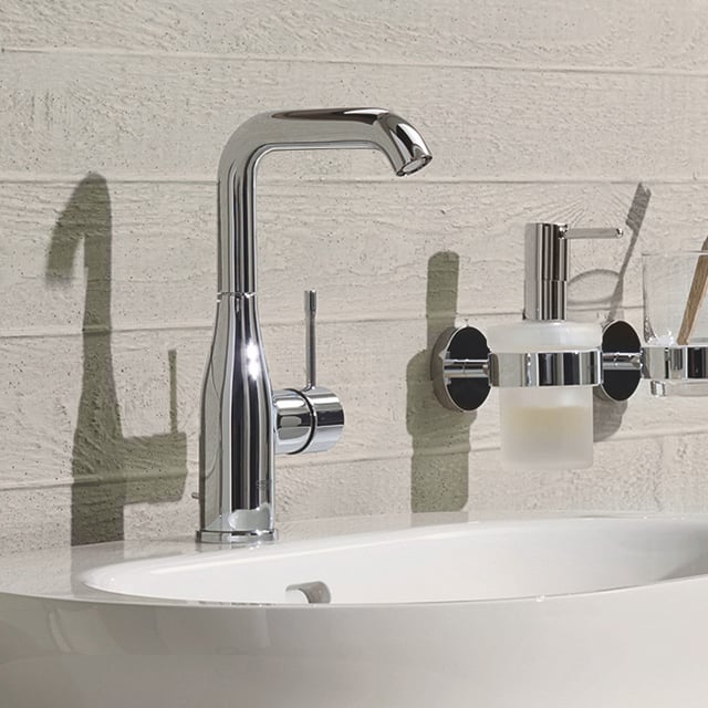 GROHE Essence Waschtischarmatur – Einhandmischer Mit Ablaufgarnitur, 17 Cm Hoch, Einfache Montage (Kupfer)