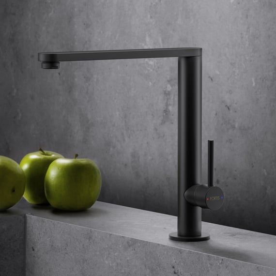 Mitigeur De Cuisine Bächlein Pivotant 360° Noir Mat - Robinet Évier à Levier Unique Design Solide