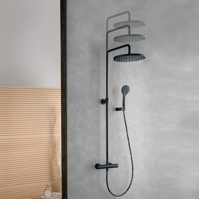 Hoimpro Duschsystem Mit Regenduschkopf & Handbrause – ölgeriebene Bronze, 30,5 Cm Mit Verstellbarer Gleitstange
