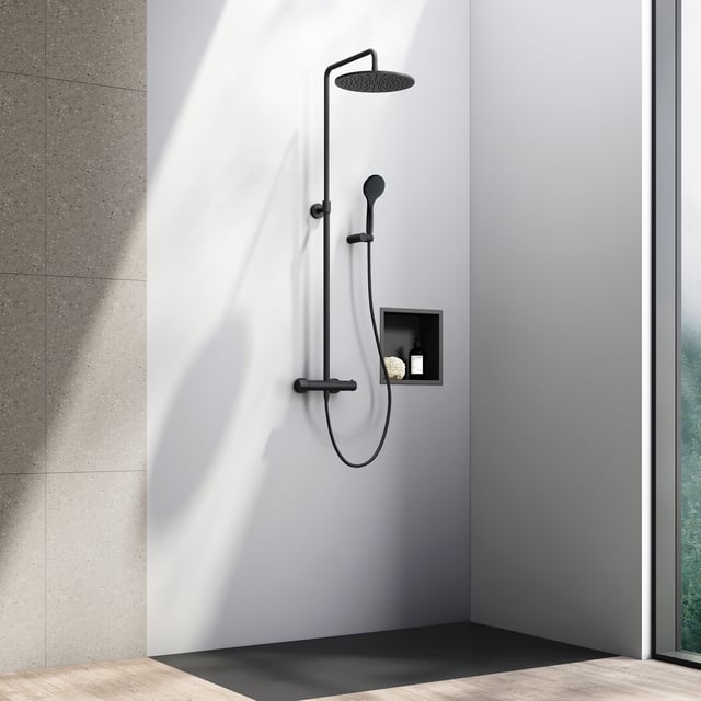 Hoimpro Duschsystem Mit Regenduschkopf & Handbrause – ölgeriebene Bronze, 30,5 Cm Mit Verstellbarer Gleitstange